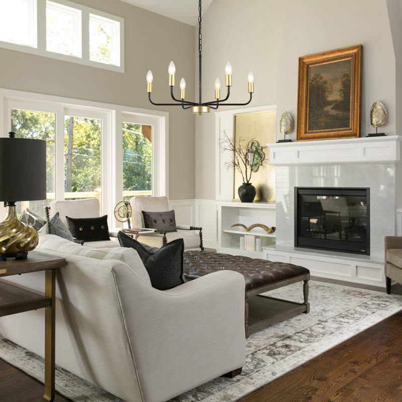 Liseli 6 - Light Dimmable Classic / Traditional Chandeliers, Black/Gold Light Fixture for Dining Room Kitchen Island Foyer-22.24"W x 74.8"H