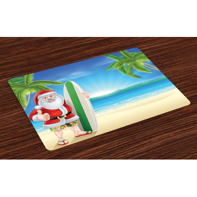 Morven Christmas Santa with Surfboard Placemat