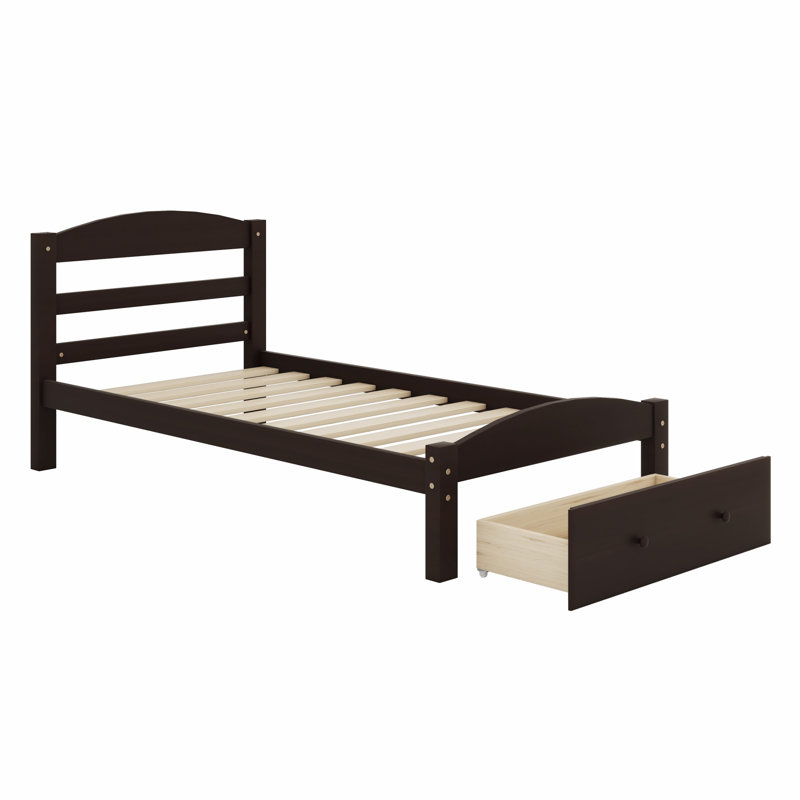 Platform Bed Frame With Storage Drawer, Espresso