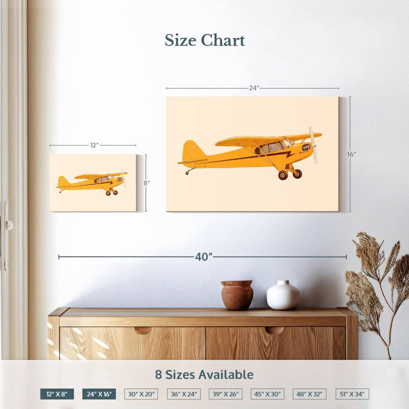 Petit avion jaune Mehar, H 16 po x l 24 po