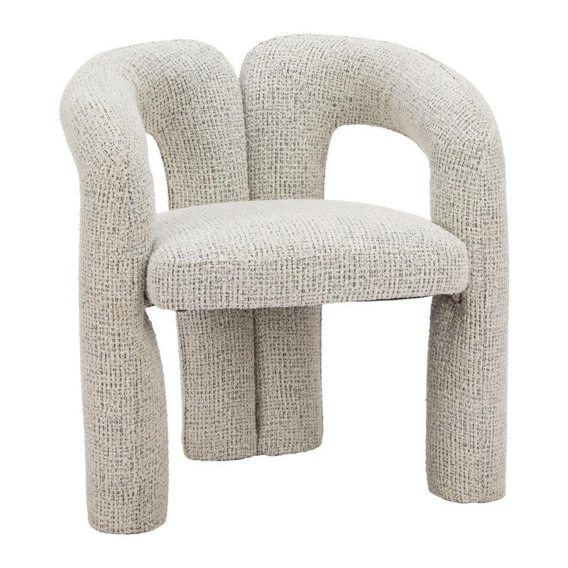 Chaise de salle à manger à accoudoirs gris à dossier ouvert