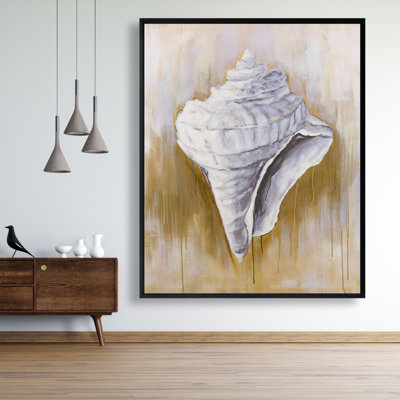 Coquillage conique - beige, toile encadrée contemporaine