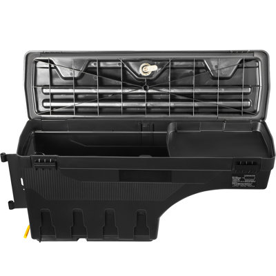 Boîte à outils verrouillable pour lit de camion, rangement pour puits de roue à roulettes imperméable de 20 L, pour 1500 2019 - 2021, côté conducteur, noir, solution L peu encombrante, couvercle, protège les boissons en bouteille