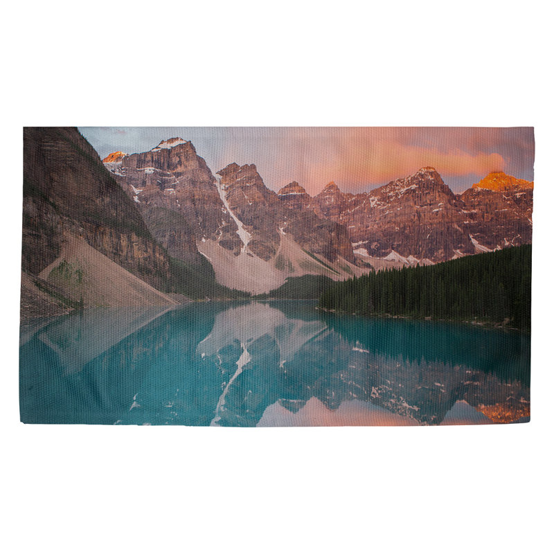 Tapis d'entrée Lafrance Valley and Mountains at Sunset, Rectangulaire 2 pi 1,5 po x 3 pi 4 po