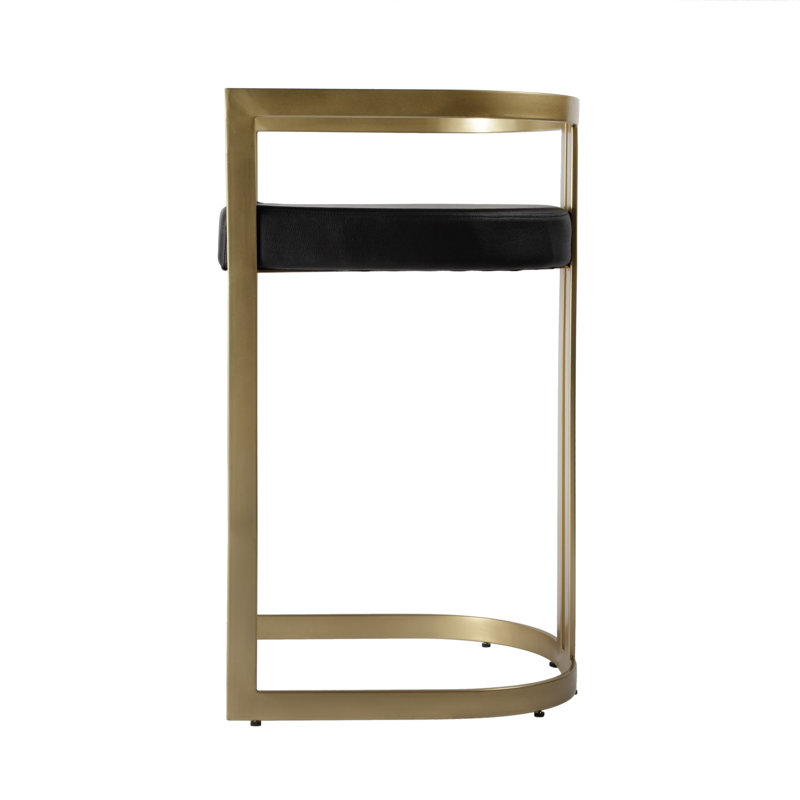 Butler Bravo Faux Leather Counter Stool, Bar Stool (28.5” Seat Height), Gold, Black