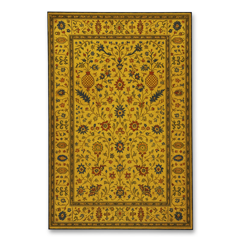 Tapis tissé orange traditionnel Mosso, 4'7" x 6'7"