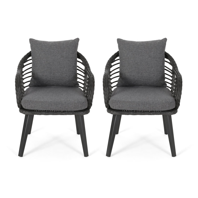 Mcbrayer Aluminum Outdoor Lounge Chair, Gray Frame / Dark Gray Cushion