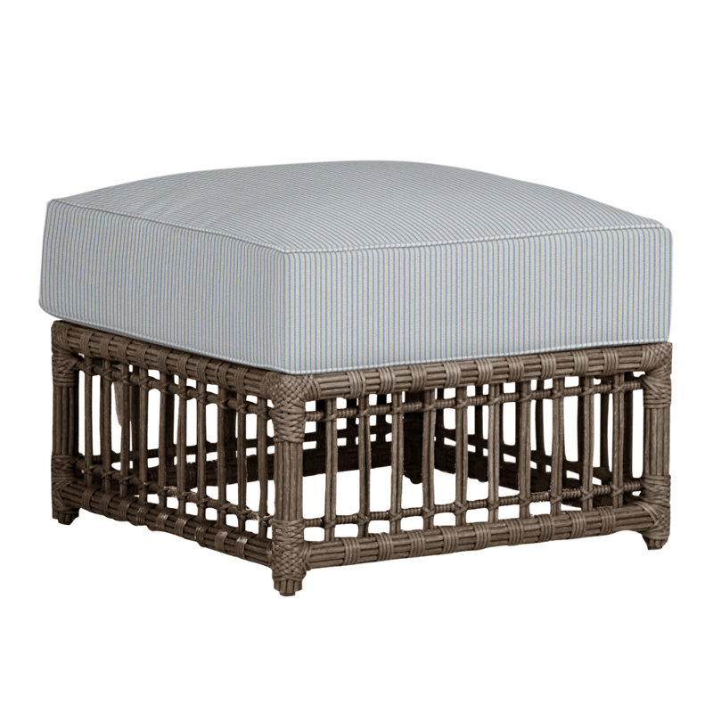 Newport Outdoor Ottoman with Cushion, Newport #66 Burlap, Welt, Verona Mist