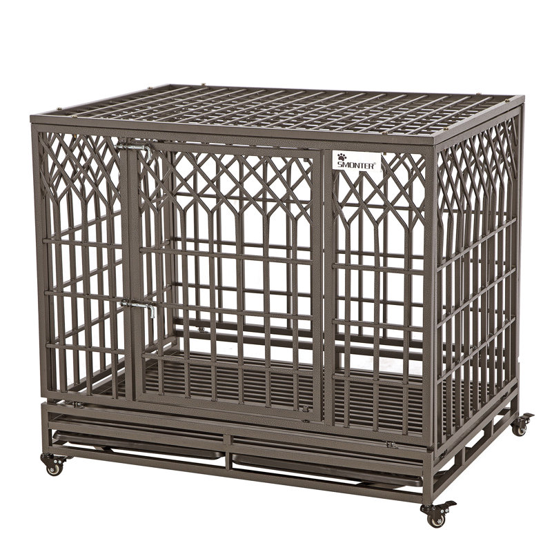 Gianina Pet Crate Heavy Duty Dog cage, 31.5" H x 37.5" W x 25.6" D, Brown