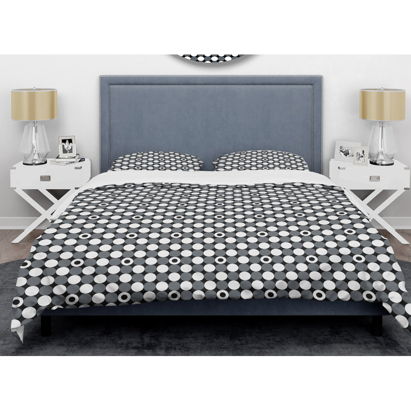 Ensemble de housse de couette monochrome X Mid-Century, Housse de couette très grand + 2 taies décoratives