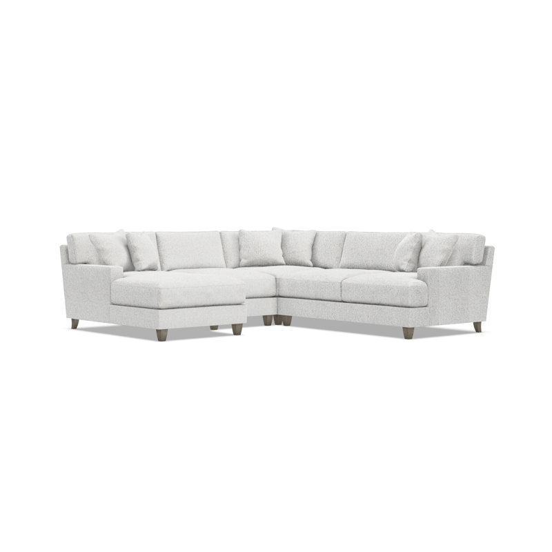 Mila 6-Piece Fabric Sectional, 33.5" H x 107" W x 107" D, Left Hand Facing, White Polyester