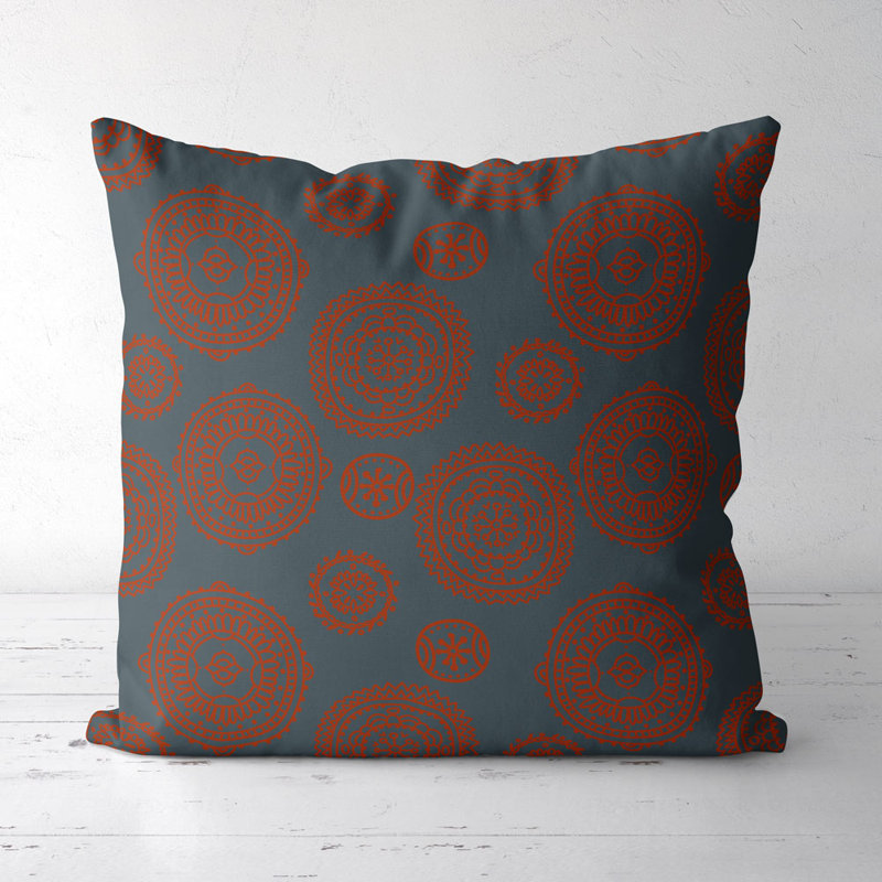 Housse de coussin carré et insert, Gris et rouge