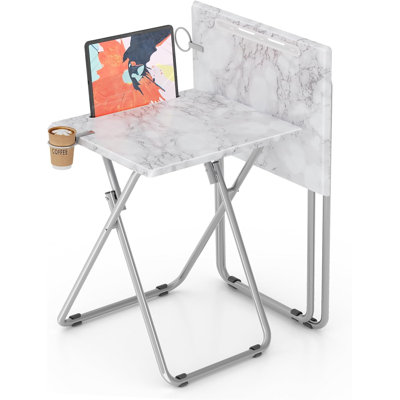 Table d'appoint pliante avec porte-gobelet portatif, plateau-repas pliable, ensemble de 2 petites tables pliantes, tables de salle à manger