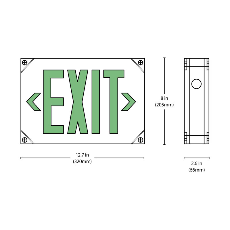 Enseigne de sortie d'extérieur à DEL EXL5 Series, lettrage vert, Vert