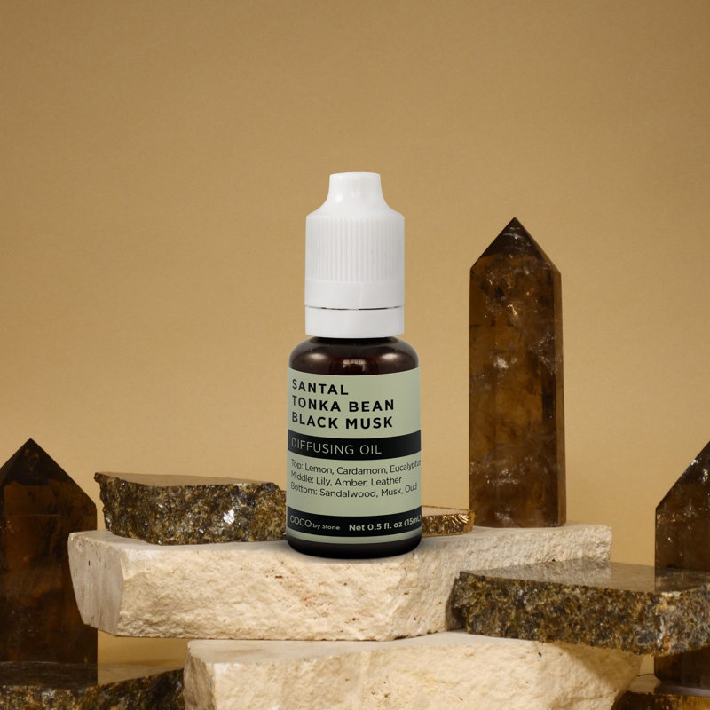 Huile diffusante, Santal / fève Tonka / musc noir