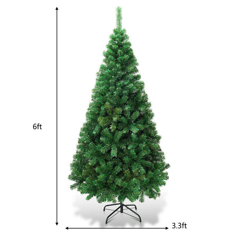 Green PVC Pine Christmas Tree with Metal Stand, 6 ft.