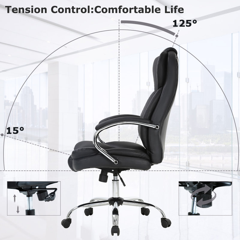 Fauteuil de direction ergonomique en similicuir, Noir
