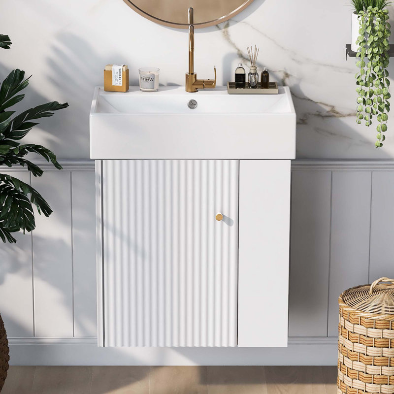 Meuble-lavabo flottant moderne avec lavabo en céramique