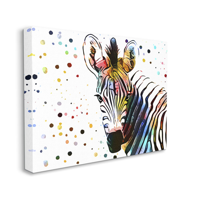 Vibrant Multicolor Abstract Zebra Canvas Wall Art, 30" x 24"