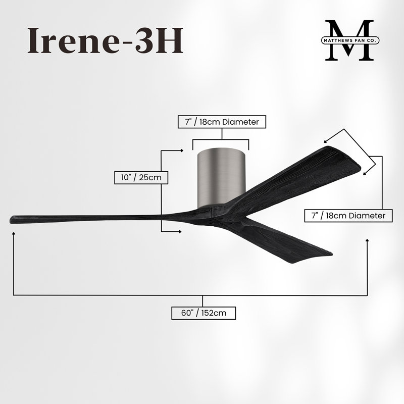 Irene Ceiling Fan, Brushed Pewter, 60", Matte Black
