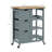 HOMCOM Rolling Kitchen Island Cart, Bar Serving Cart, Compact Trolley on Wheels with Wood Top, Shelves & Drawers for Home Dining Area, Gray