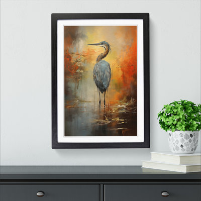 Heron Action Painting - Framed Print