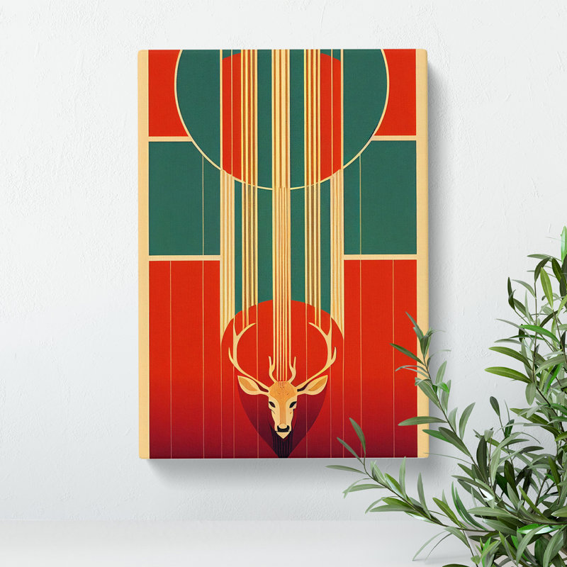 Art Deco Stag No.4 - Wrapped Canvas, 60cm H x 40cm W x 3cm D