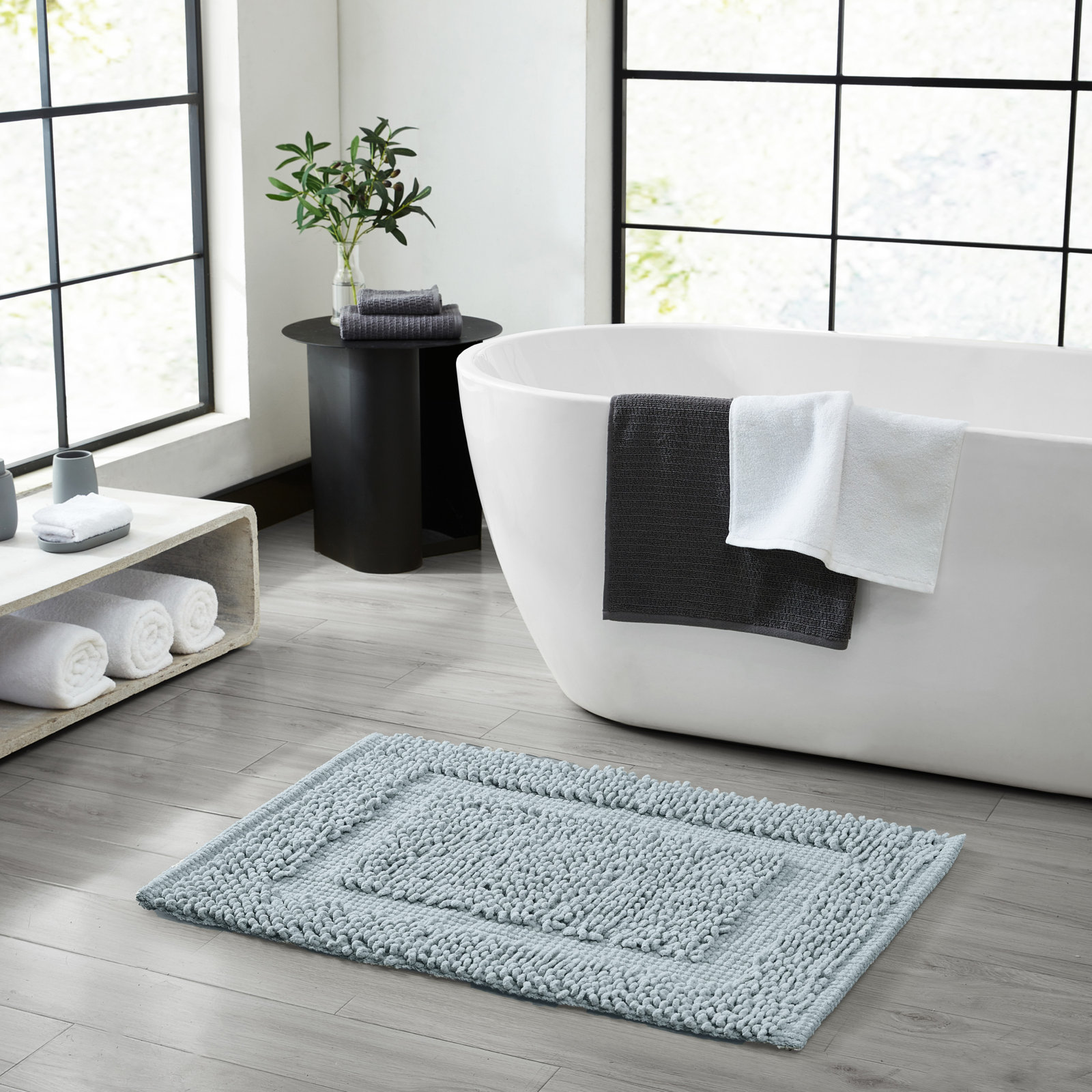 Payten Classic Cotton Bath Mat, Pale Blue, Single - 27"W x 45"L
