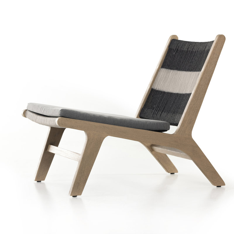 Julian Outdoor Teak Lounge Chair, Brown, Venao Charcoal Performance