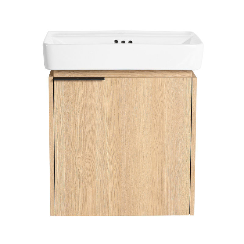 20" Wall-Mounted Bathroom Vanity With Ceramic Sink, Storage Cabinet With Doors (KD-Package)
