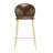 Kira Indoor Upholstered Bar Stool, Dark Brown Faux Leather With Metal Frame, Set Of 2