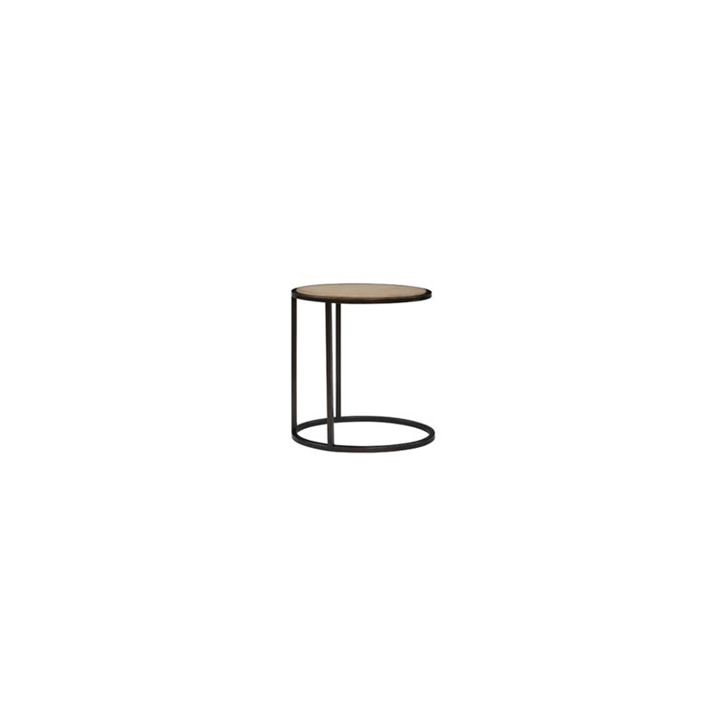Table d'appoint compacte avec base en métal et plateau en bois, fonctionnalité polyvalente, profondeur de 13,74 po, largeur de 21,69 po, hauteur de 23,04 po, table de bout en métal / bois de 10,82 lb, conception, base, 14 22 23,5 po