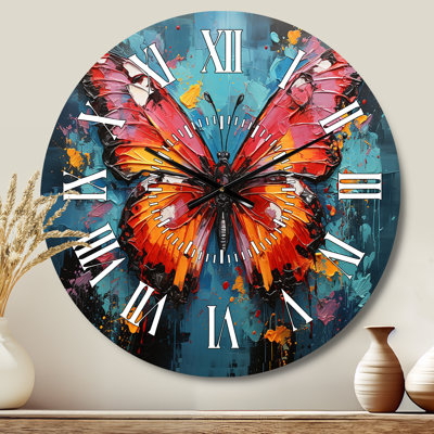 Bold Pop Colors Infuse Butterflies With Energy - Butterfly White Face Wall Clock