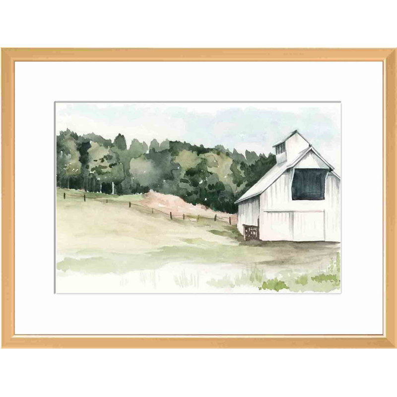 " Barn III " by Jennifer Paxton Parker Painting Print, Antiqued Gold, 13" H x 17" W x 1.1" D