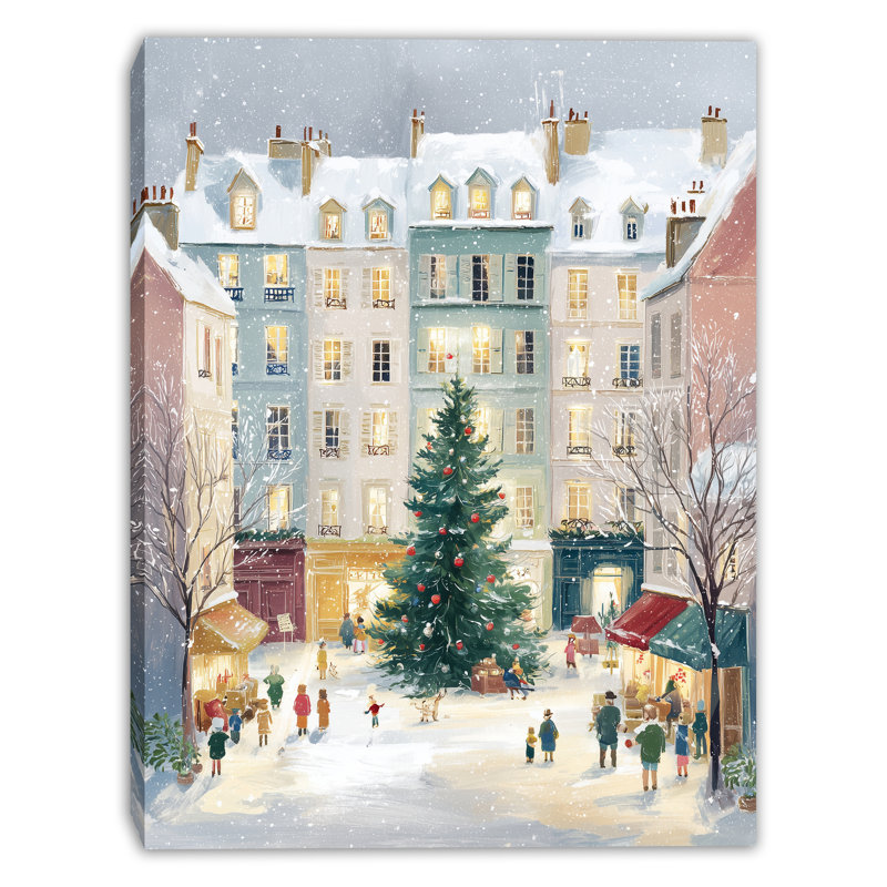 «Winter Market Christmas Tree», art mural sur toile tendue, 24 po x 36 po