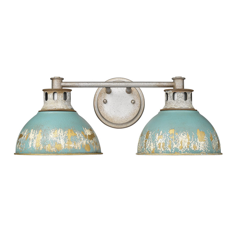 Antique Teal Galvanized Steel 2-Light Dimmable Vanity Fixture