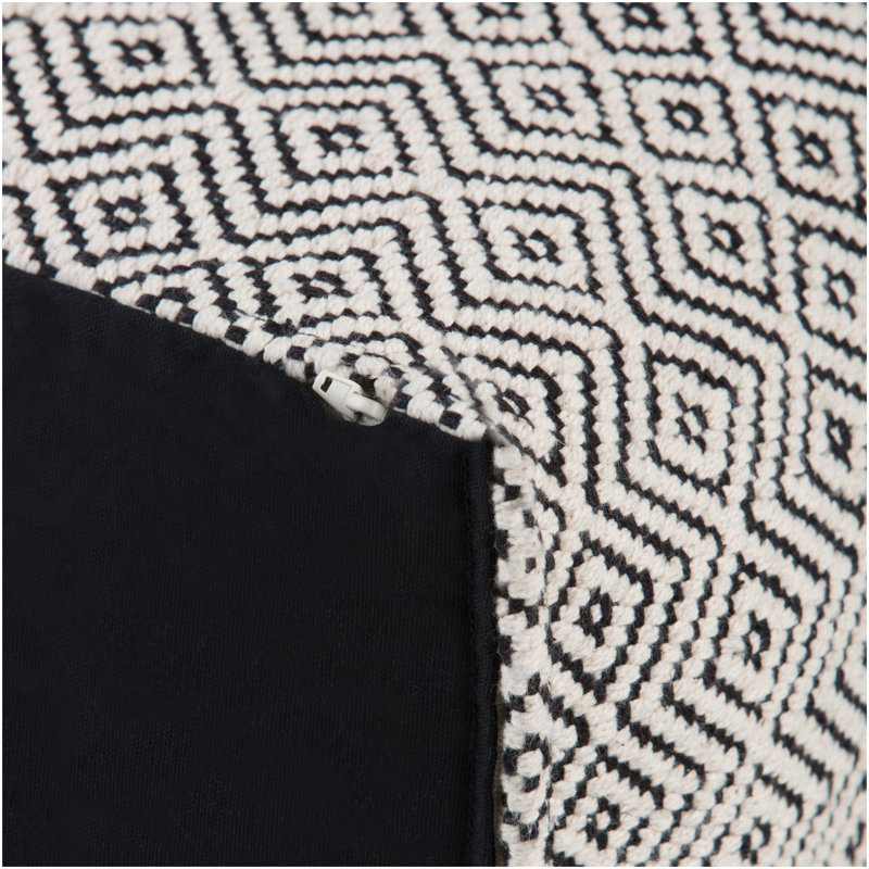 Brynn - Square Pouf - Patterned Black / Natural