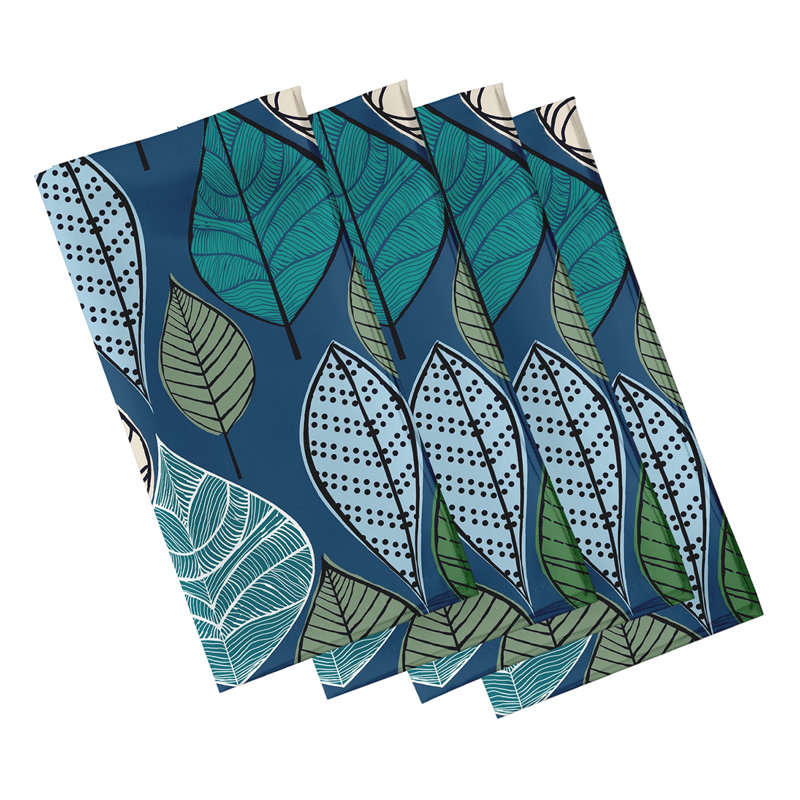 Zeman Polyester Floral Square Napkin, Blue