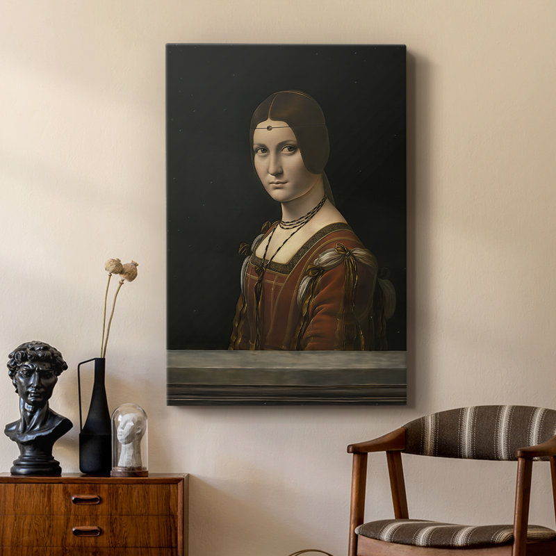 La Belle Ferronnière, toile tendue par Leonardo Da Vinci, 24 po x 36 po