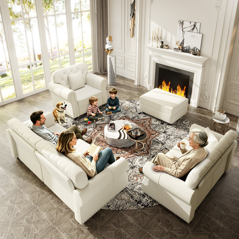 Canapé capitonné en velours de 160 cm avec poufs en option, 2 sièges et 1 repose-pieds, Brun