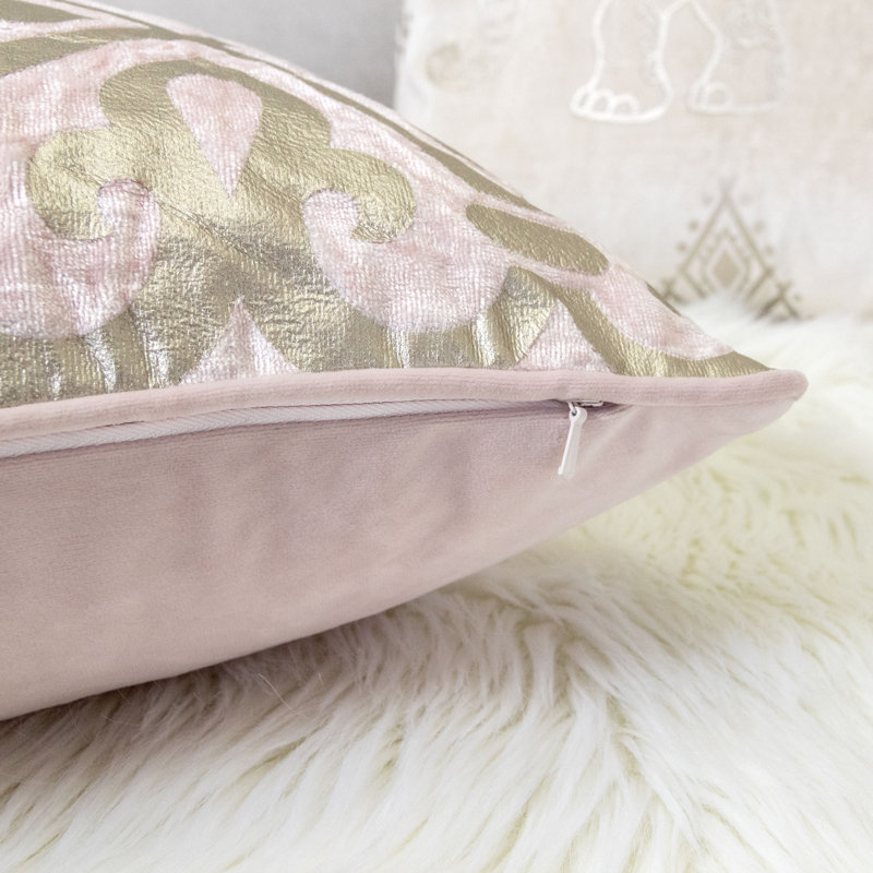 Trumbull Godines Velvet Throw Pillow, Blush