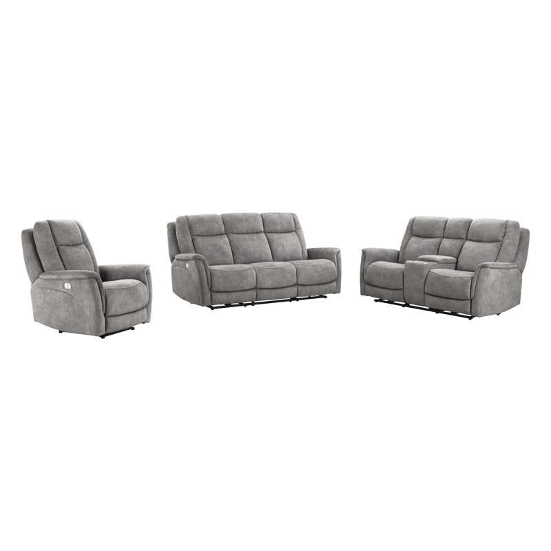 Causeuse et fauteuil inclinable électrique Blynn, 3 pièces: canapé, causeuse, fauteuil inclinable