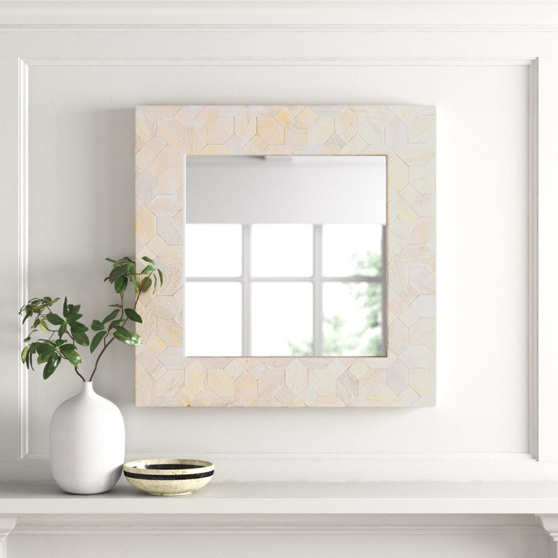 Dustin Solid Wood Flat Mirror, White