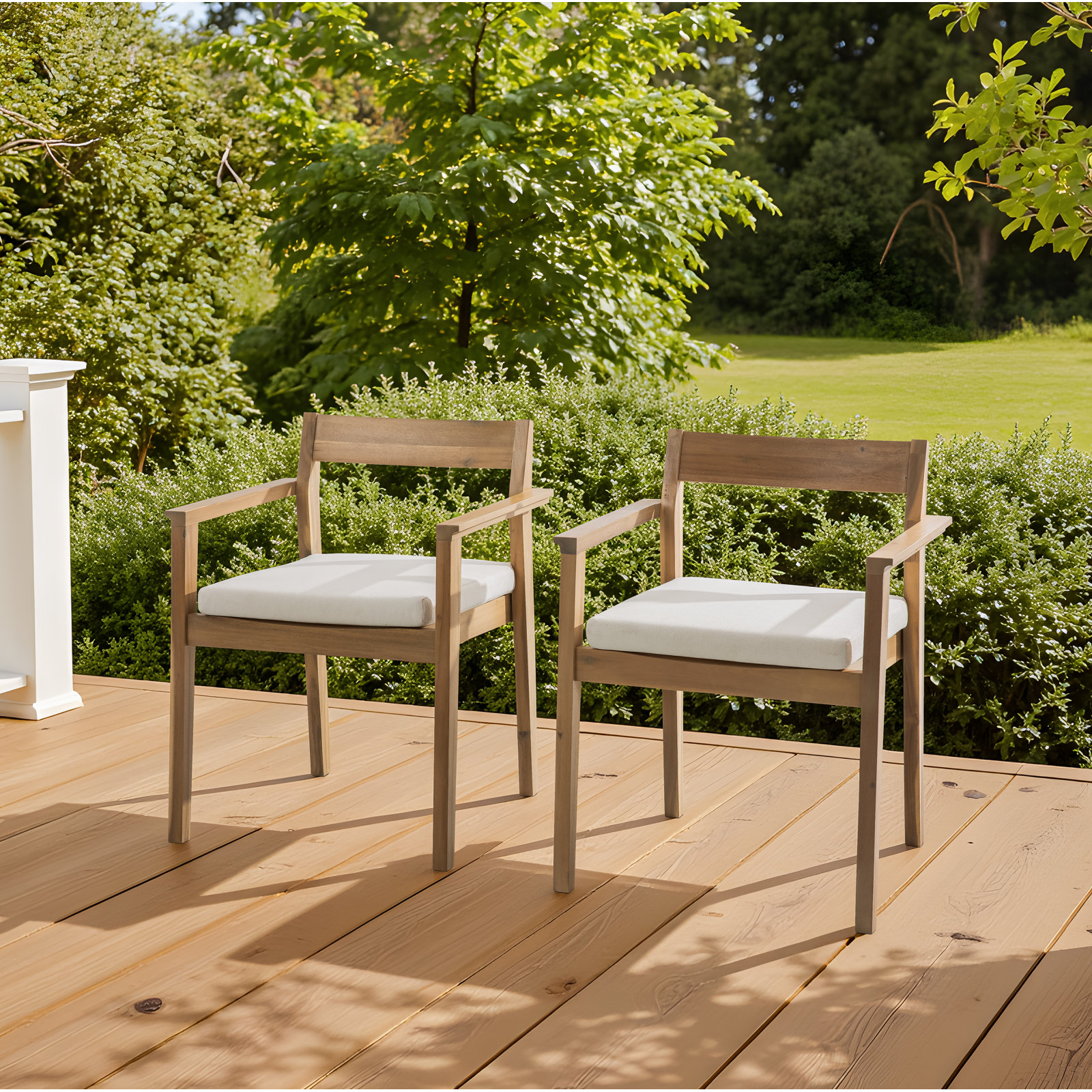 Badgley Stackable Acacia Patio Armchair