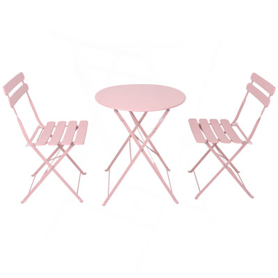 3-Piece Patio Kiven with Folding Metal Chairs and Table, Durable and Space-Saving for Outdoor Use