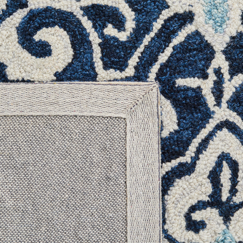 Roslyn Hand Tufted Wool And Cotton Damask Rug, Runner 2'3" x 10'