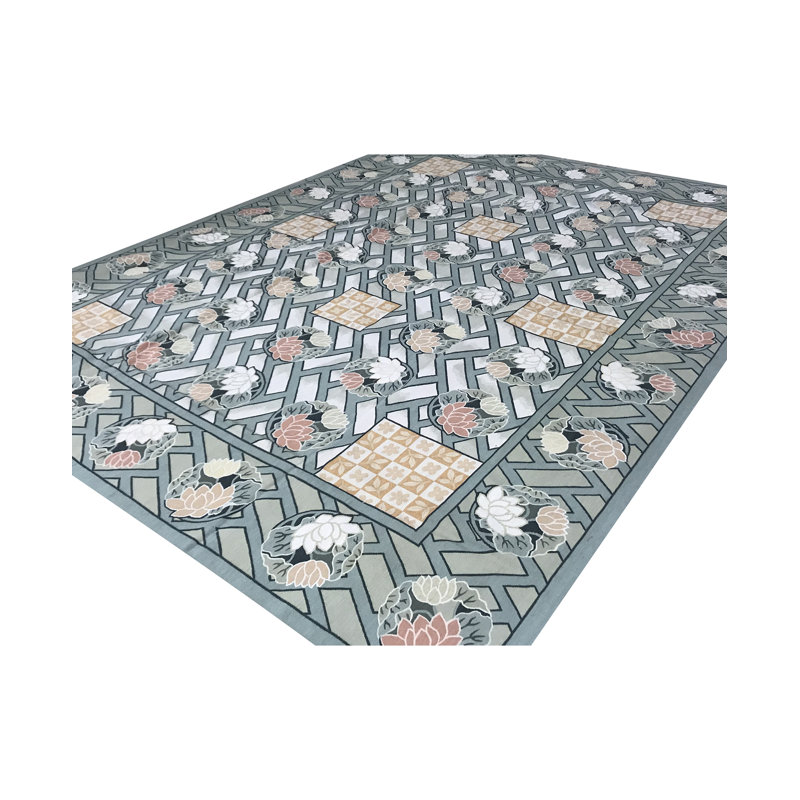 Hand-Knotted High-Quality Green Area Rug