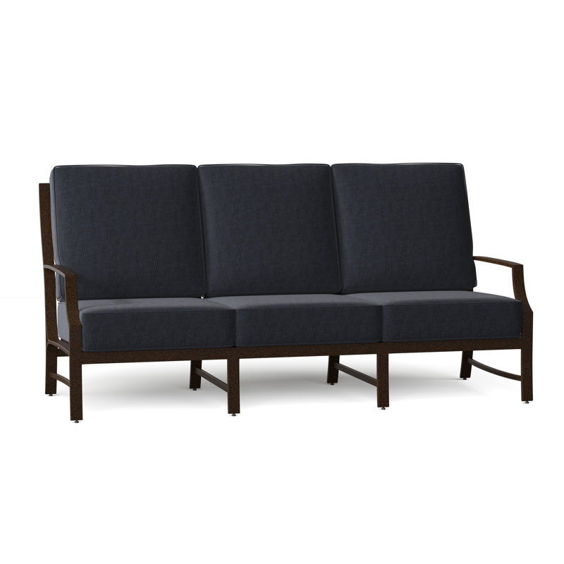 Seal Cove Outdoor 3 - Seat Patio Sofa, Canvas Heather Beige Sunbrella® Canvas, Chestnut Brown