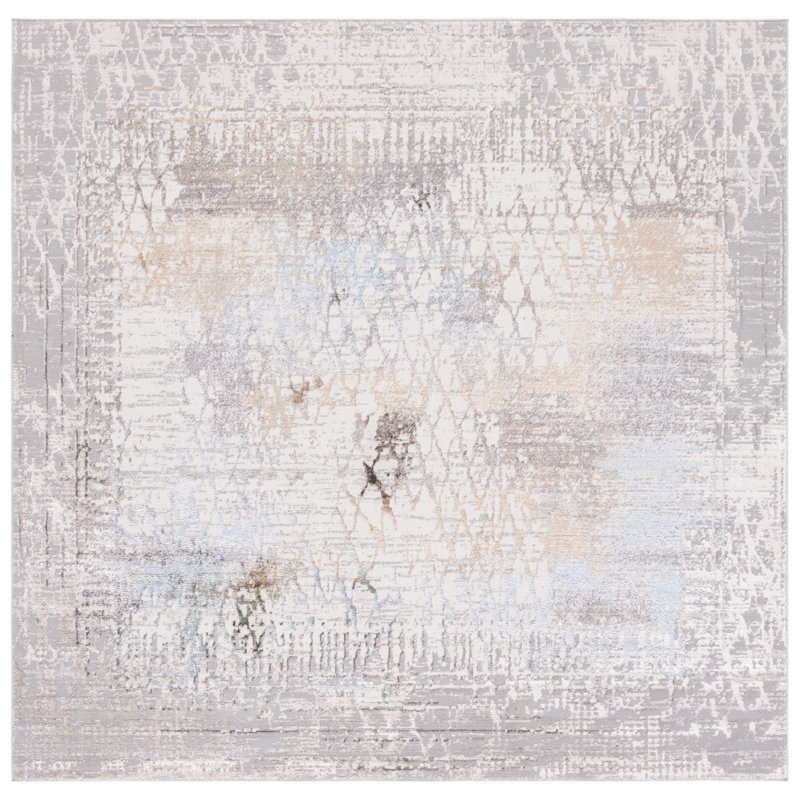 Aicia Air Performance Geometric Rug, Square 6'7"