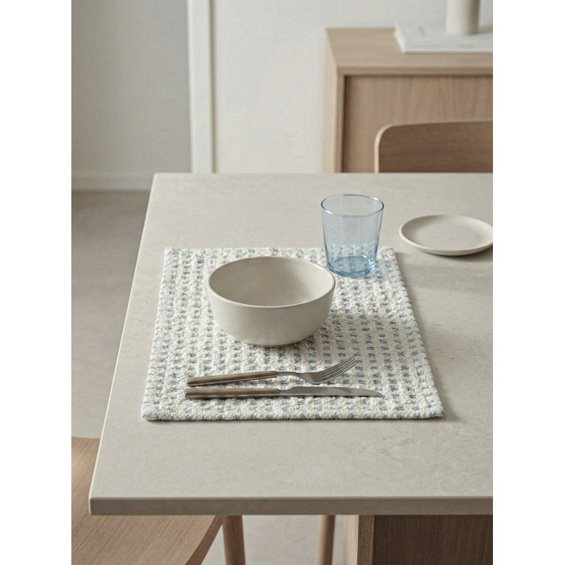 Pure Green Harbor Tweed Indoor Outdoor Placemat, Aqua Blue